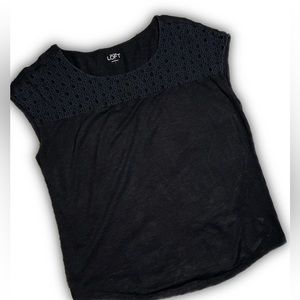 Large, LOFT, navy blue, sleeveless top, with eyelet detail